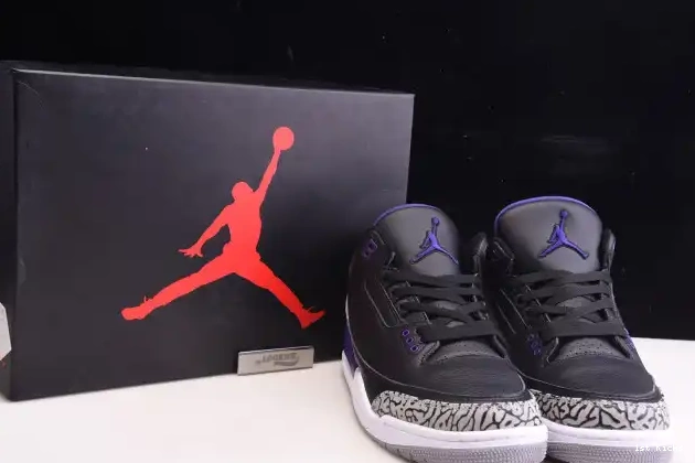 1st Kicks Court 3 Black Jordan Air Purple Retro CT8532-050 0520